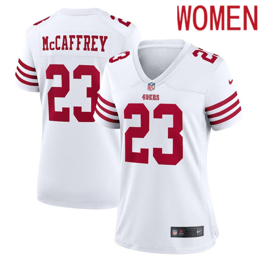 Women San Francisco 49ers 23 Christian McCaffrey Nike White Game Player NFL Jersey
